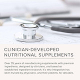 Stethoscope on a desk, clinician-developed supplements graphic