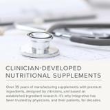 Stethoscope on a desk, clinician-developed supplements graphic