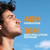 Man looking up at the sky with 48H hydration banner