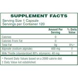 Alginate Plus supplement facts sodium alginate milk thistle silymarin panel