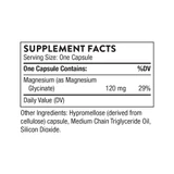 Supplement facts panel for Magnesium Glycinate