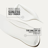 Lotion smear, protect and build a gradual tan graphic
