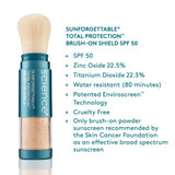 Brush-on Shield SPF 50 with zinc oxide, titanium dioxide and water resistant features