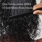 Comb through wet curly hair, one bottle saves 1000s of hair fibers graphic