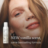 Woman with red hair beside the can, new vanilla scent, same bestselling formula