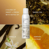 Dry shampoo can with green tea, vanilla and citrus scent notes