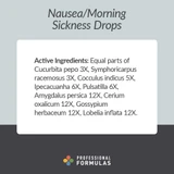 Nausea Morning Sickness Drops active homeopathic ingredients card