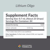 Lithium Oligo supplement facts 0.535 mg lithium per serving panel