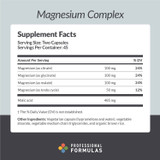 Magnesium Complex supplement facts 400 mg magnesium four forms panel