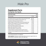 Male Pro supplement facts saw palmetto pumpkin pygeum zinc panel