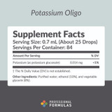 Potassium Oligo supplement facts 0.014 mg potassium panel