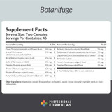 Botanifuge supplement facts panel, two capsule serving