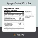 Lymph/Spleen Complex supplement facts panel, 1 capsule serving