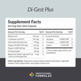 Di-Gest Plus supplement facts betaine pancreatin papain pepsin panel