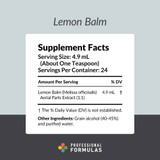 Professional Formulas Lemon Balm(herb)-Melissa Off. - 250 Milliliters