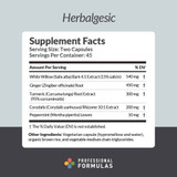 Herbalgesic supplement facts willow ginger turmeric corydalis panel
