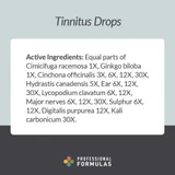 Tinnitus Drops active Cimicifuga Ginkgo Cinchona ingredients card