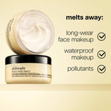 Meltaway cleansing balm open jar with melts makeup checklist graphic