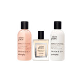 radiant grace body wash eau de parfum and body lotion bottles