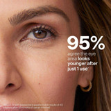 Close-up of a woman's eye, 95% agree the eye area looks younger after 1 use