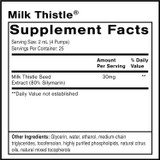 Milk Thistle supplement facts, 2 mL (4 pumps) serving, 25 servings