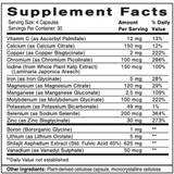 Catalyzed Mineral Complex Supplement Facts vitamins minerals panel