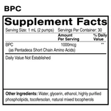 Liposomal BPC supplement facts panel
