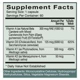 Vitamin D-A-K Supplement Facts vitamins D K A carotenoids panel
