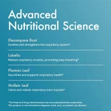 Advanced nutritional science graphic listing elecampane root, lobelia, plantain leaf and mullein leaf