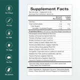 Lung & Bronchial Tonic supplement facts, 1 teaspoon serving, with free-from allergen icons
