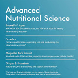 Advanced nutritional science graphic: Boswellin Super, feverfew, magnolia bark, ginger and bromelain