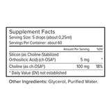 Collagen Generator supplement facts, 5 drop serving with silicon and choline from ch-OSA