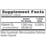 D3-50 supplement facts panel, 1,250 mcg (50,000 IU) vitamin D3