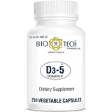 Bio-Tech Pharmacal D3-5 5000 IU 250 vegetable capsules white bottle