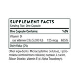 Vitamin D-5,000 supplement facts panel, 125 mcg (5,000 IU) vitamin D3