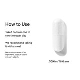 Capsule beside 0.709 in (18.0 mm) size marker, take 1 capsule one to two times daily