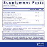 Rapid Mental Energy supplement facts with enXtra galangal, Cereboost ginseng and ginkgo per capsule