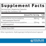 Calcium MCHA 250 capsules Supplement Facts calcium phosphorus panel
