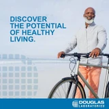 Man with a bicycle by the sea, discover the potential of healthy living graphic