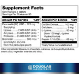 Ultrazyme Supplement Facts pancreatin lipase amylase protease panel