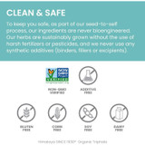 Organic Triphala clean safe Non-GMO additive-free icons graphic