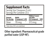 Argentyn 23 4 fl oz Supplement Facts silver 23 ppm panel