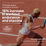 Athlete Kendrick Smallwood sprinting, 18 percent endurance graphic