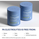 Two Electrolytes Lemon Lime NSF tubs free from gluten soy dairy graphic