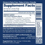 Perfect Amino Vanilla NSF Supplement Facts EAA nucleic acids panel