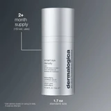Serum bottle with 2+ month supply note on a gray background
