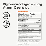 Collagen Shot Supplement Facts hydrolyzed bovine collagen vitamin C panel