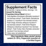 MycoShield Peppermint 2 oz Supplement Facts mushroom blend panel
