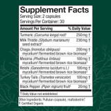Liver Supplement Facts turmeric milk thistle chaga mesima panel