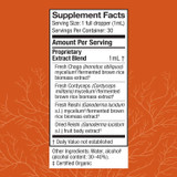 Breathe Extract 1 oz Supplement Facts chaga cordyceps reishi panel